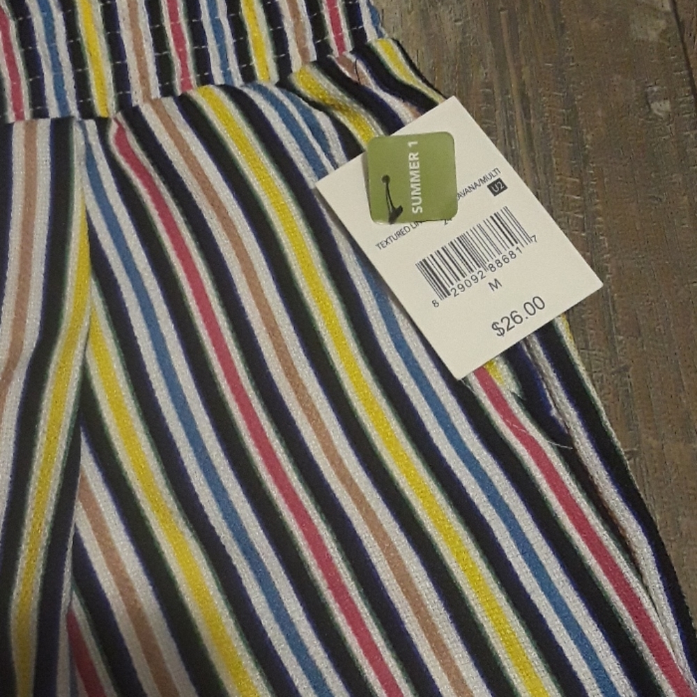 Multi-Color Striped Linen Shorts - Picture 4 of 4